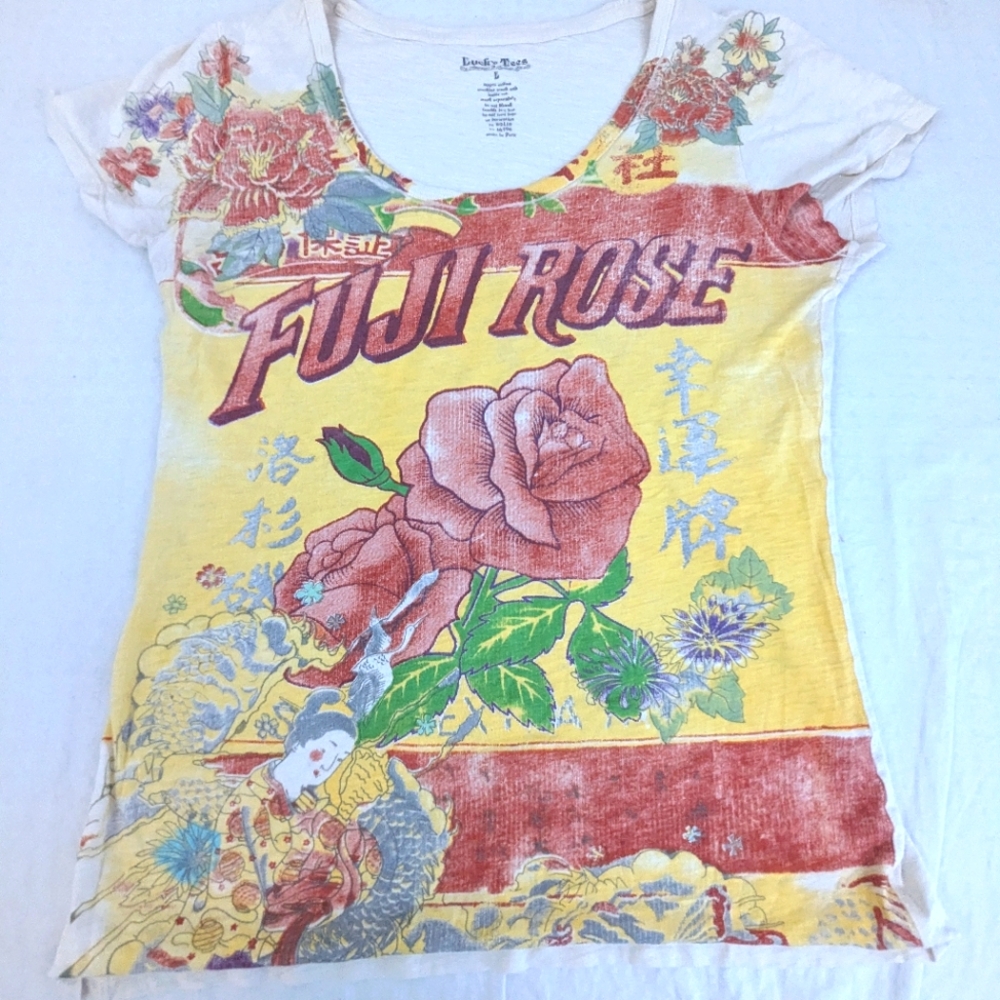 Lucky Brand 'Fuji Rose' Yellow Graphic Tee